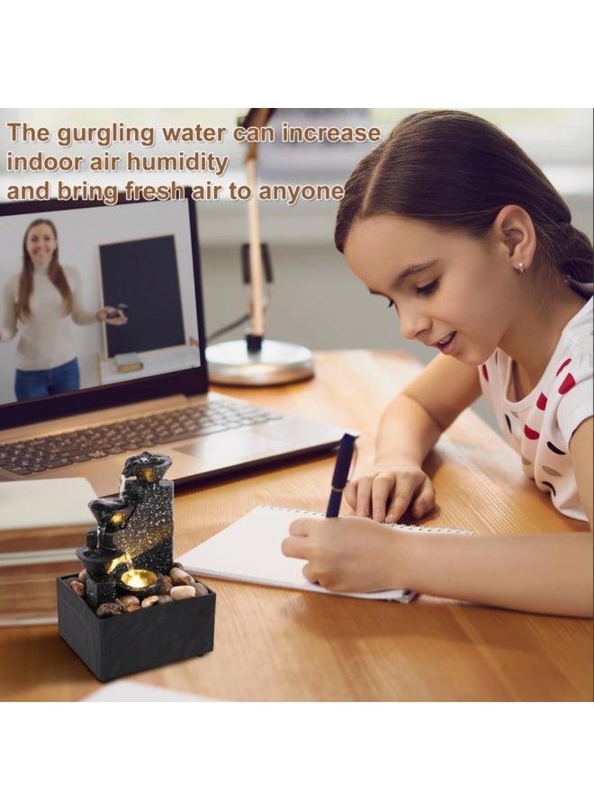 نافورة LED مع أحجار من ورسامارتس - ديكور شلال طاولة داخلي للمنزل والمكتب ومساحات الاسترخاء | إضاءة هادئة وتصميم عصري - Image 5